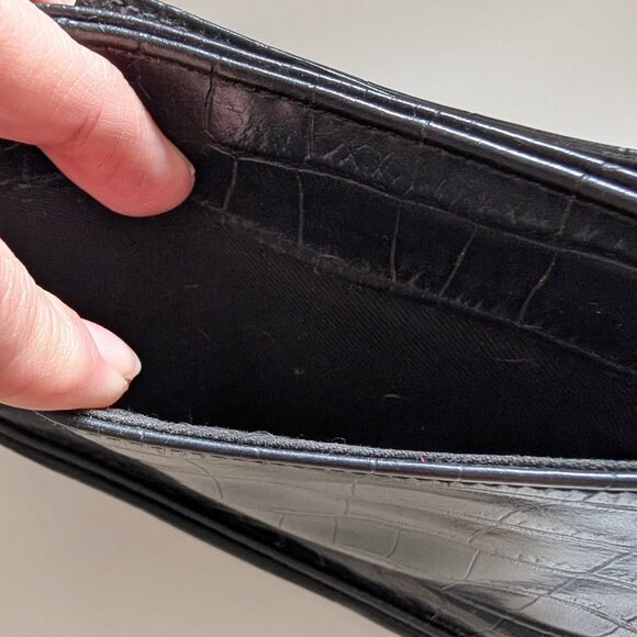 Nine West Black Croc Embossed Shoulder Bag | Y2K Vintage Handbag - Picture 6 of 14